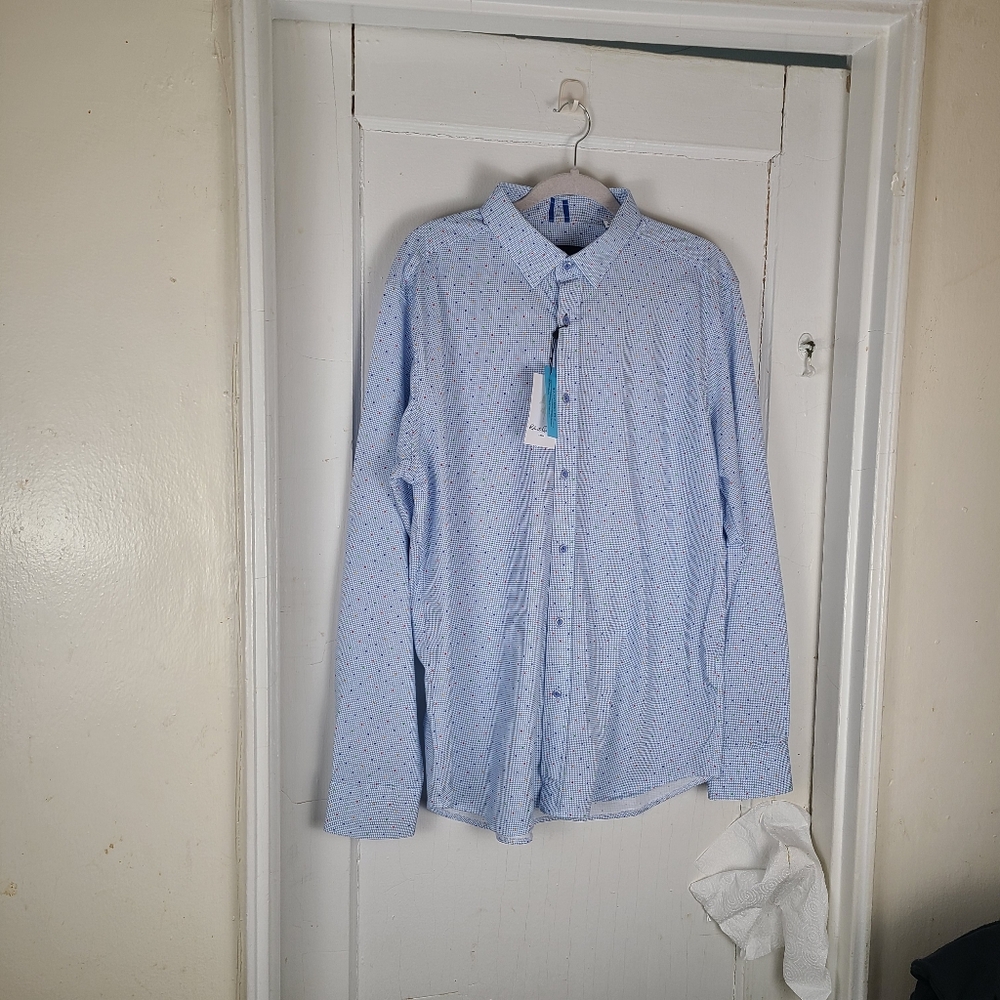 Robert Graham Ren Casual Button Down XL Blue/Multi Tailored Fit Mens Shirt.